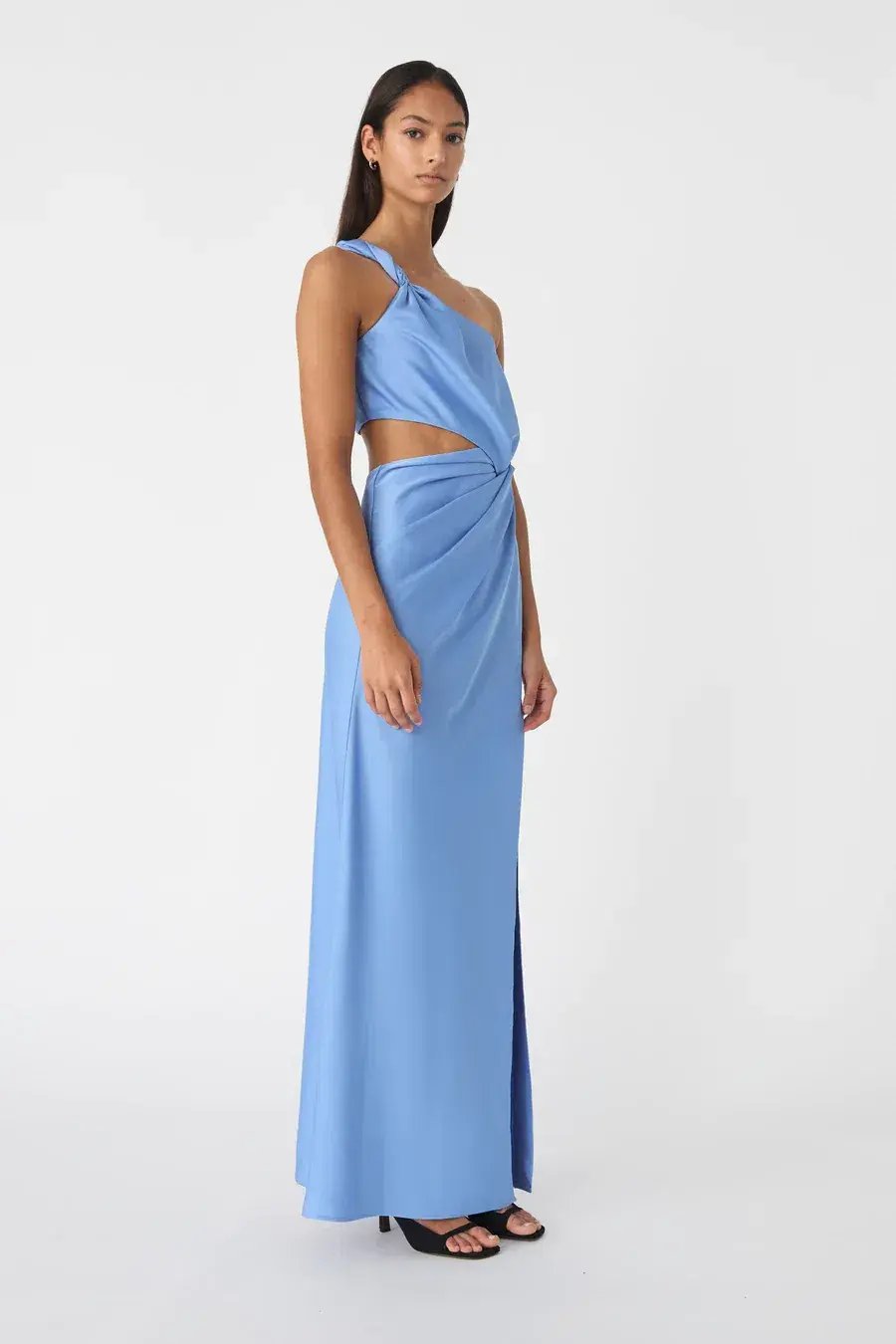 MISHA Kristin Satin Gown Cornflower Blue Size 6/XS photo 2