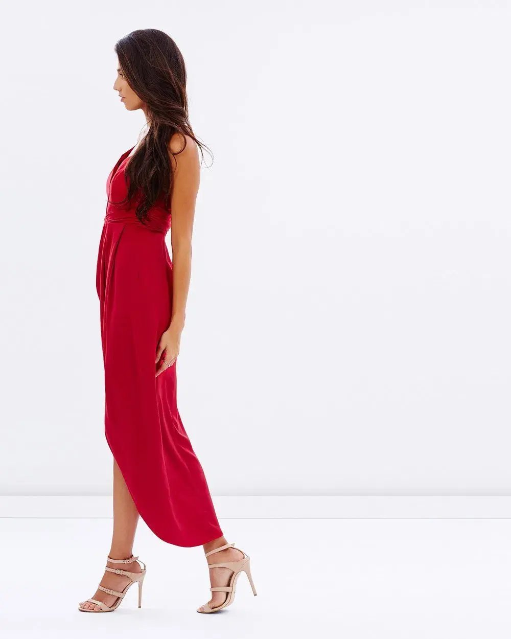 Shona Joy Plunged Cross Back Dress Red Size 10 photo 4