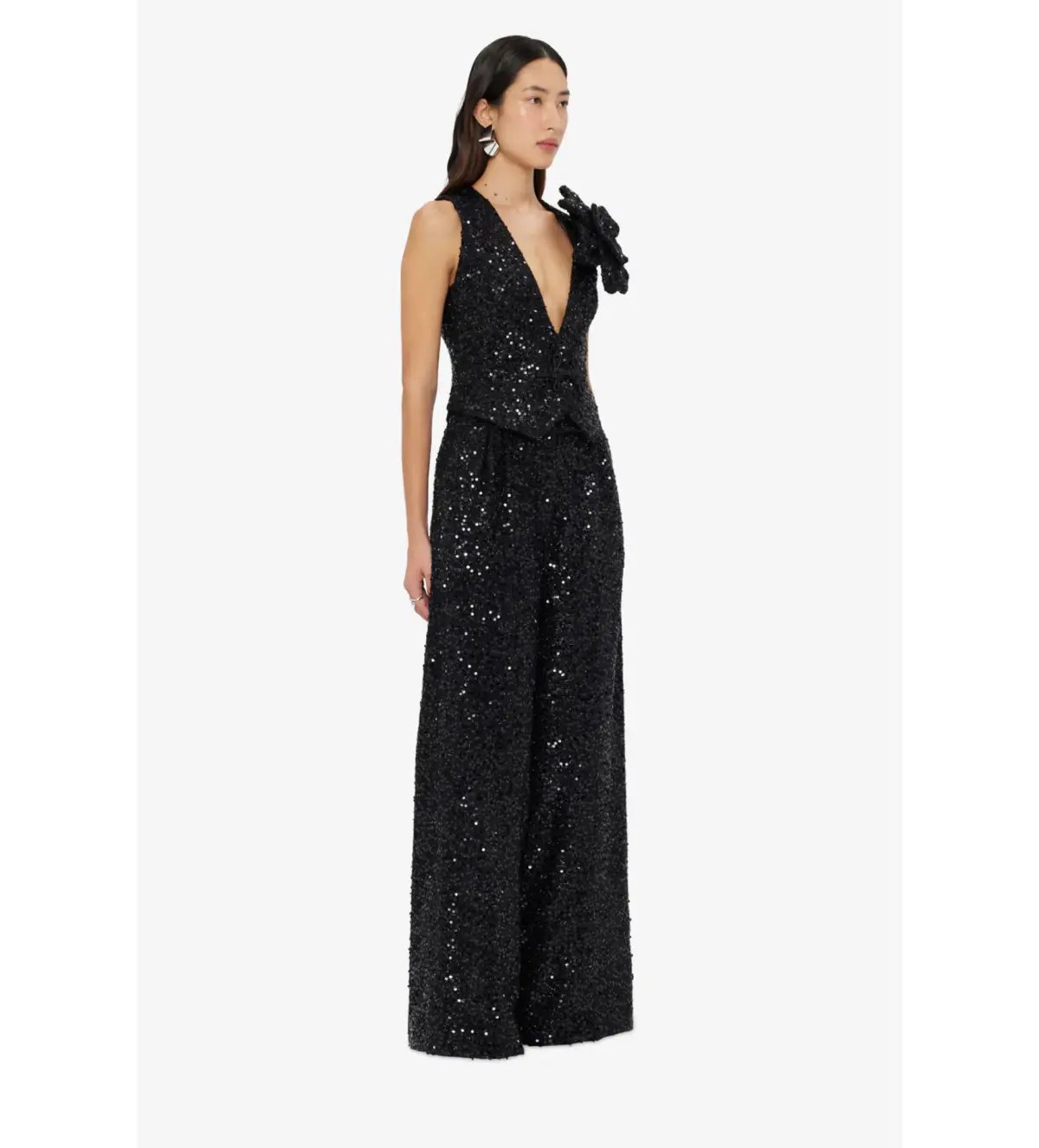 Leo Lin Anna-May Onyx Sequin Pants & Vest Set Onyx Size 10 photo 4