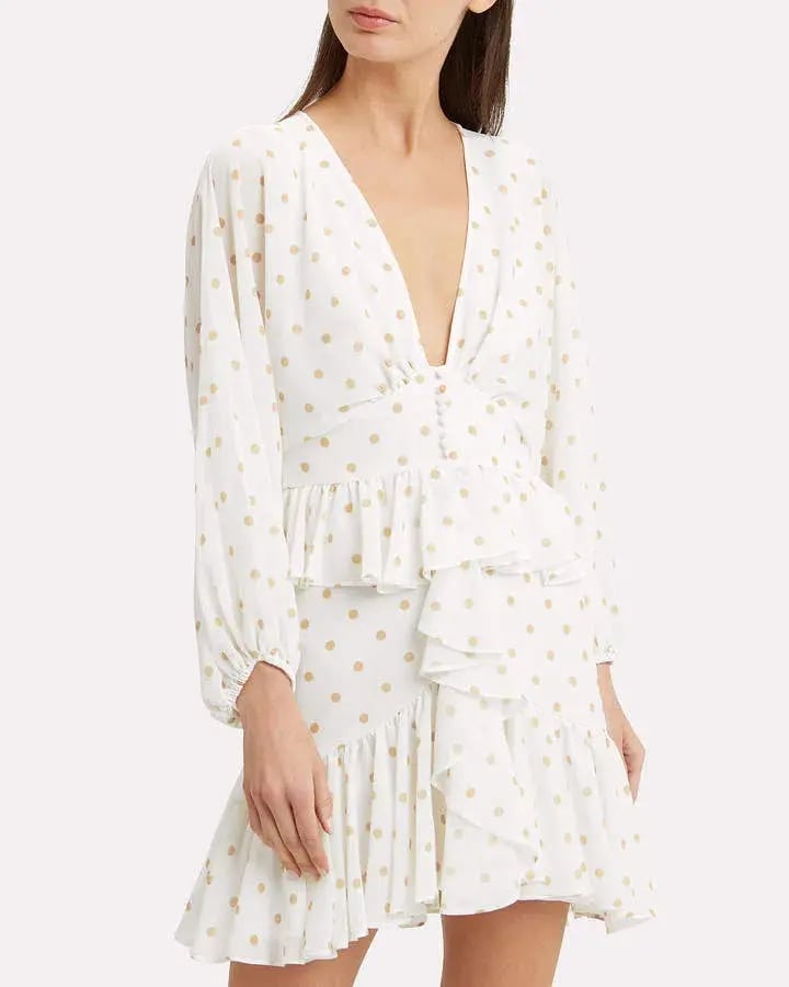 Shona Joy Polka Dot Ruffle Mini Dress White Size 10 photo 2