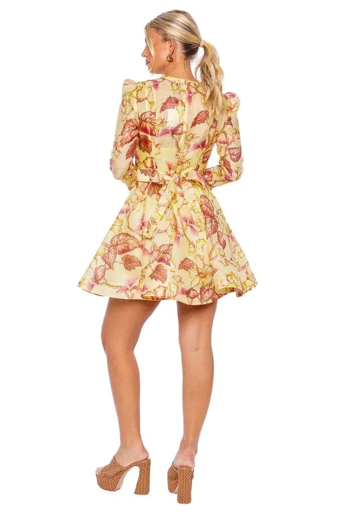 Zimmermann The Matchmaker Floral Mini Dress in Yellow Hibiscus Size 1/Au 10 photo 2