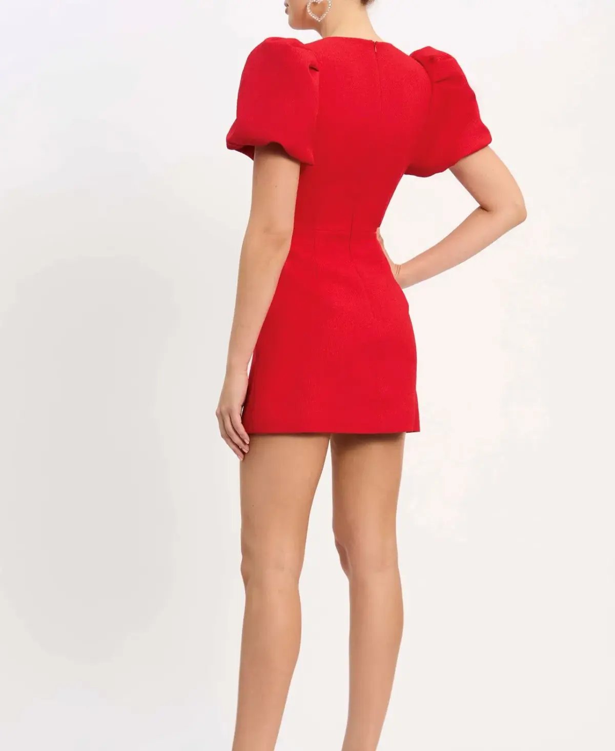 Rebecca Vallance Chiara Puff Sleeve Mini Dress Red Size 14 photo 3
