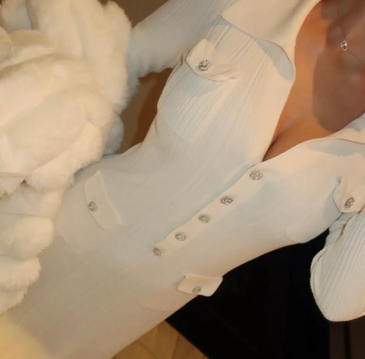 Self Portrait Embellished Ribbed Knit Maxi Dress Cream Size S / AU 8 photo 4