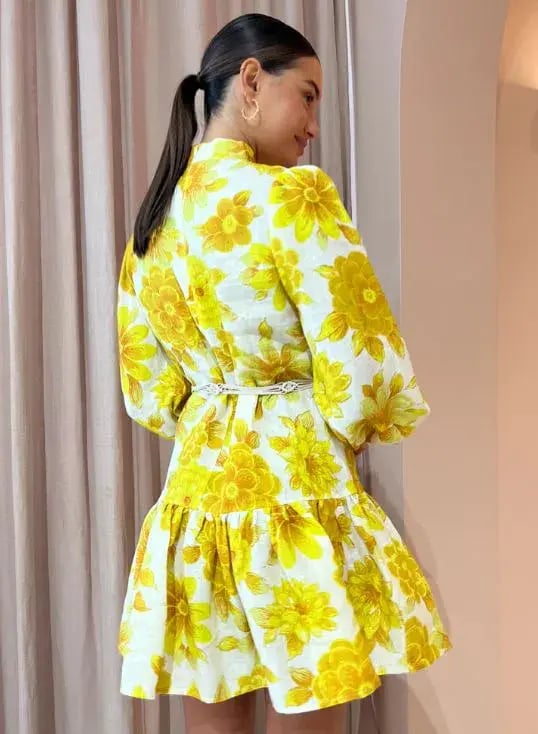 Alemais Sonny Mini Dress Yellow Floral Size 8 photo 3