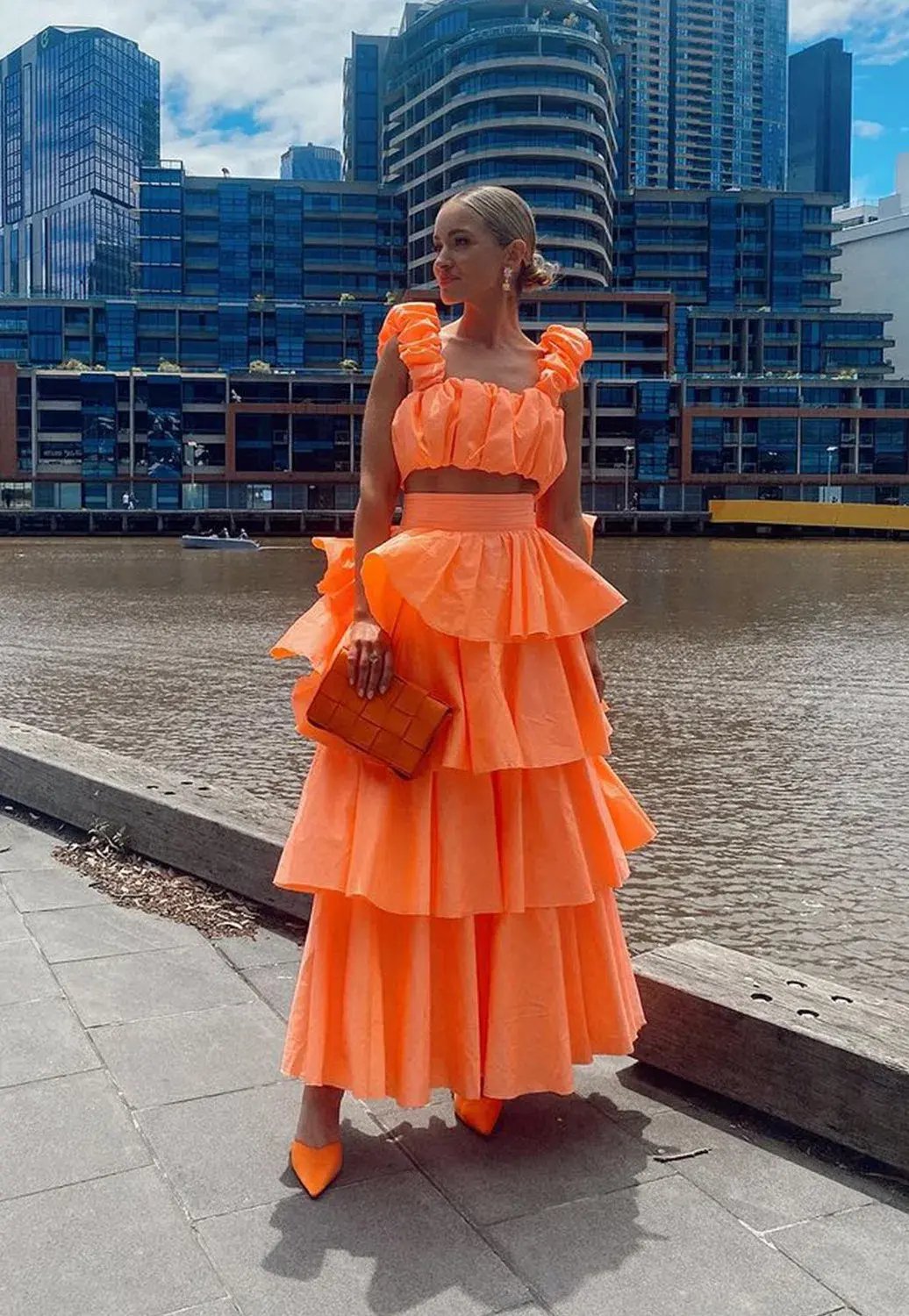 Aje Medina Crop & Skirt Set Orange Size 6 photo 3
