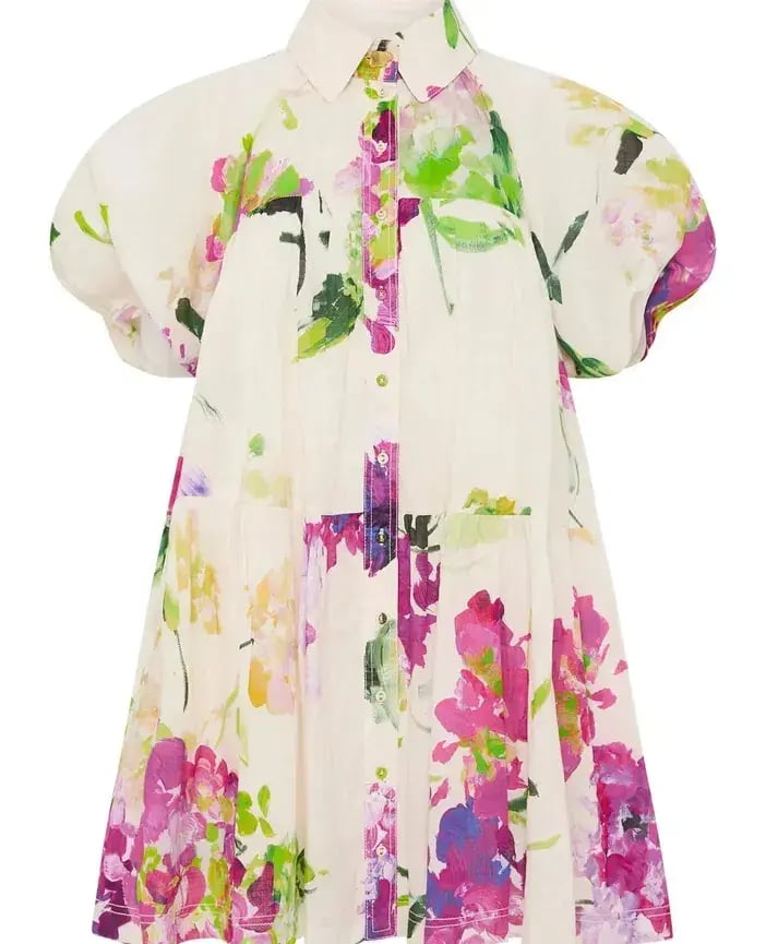 Aje Pablo Smock Mini Puff Sleeve Dress Wild Hydrangea Size 16 photo 7