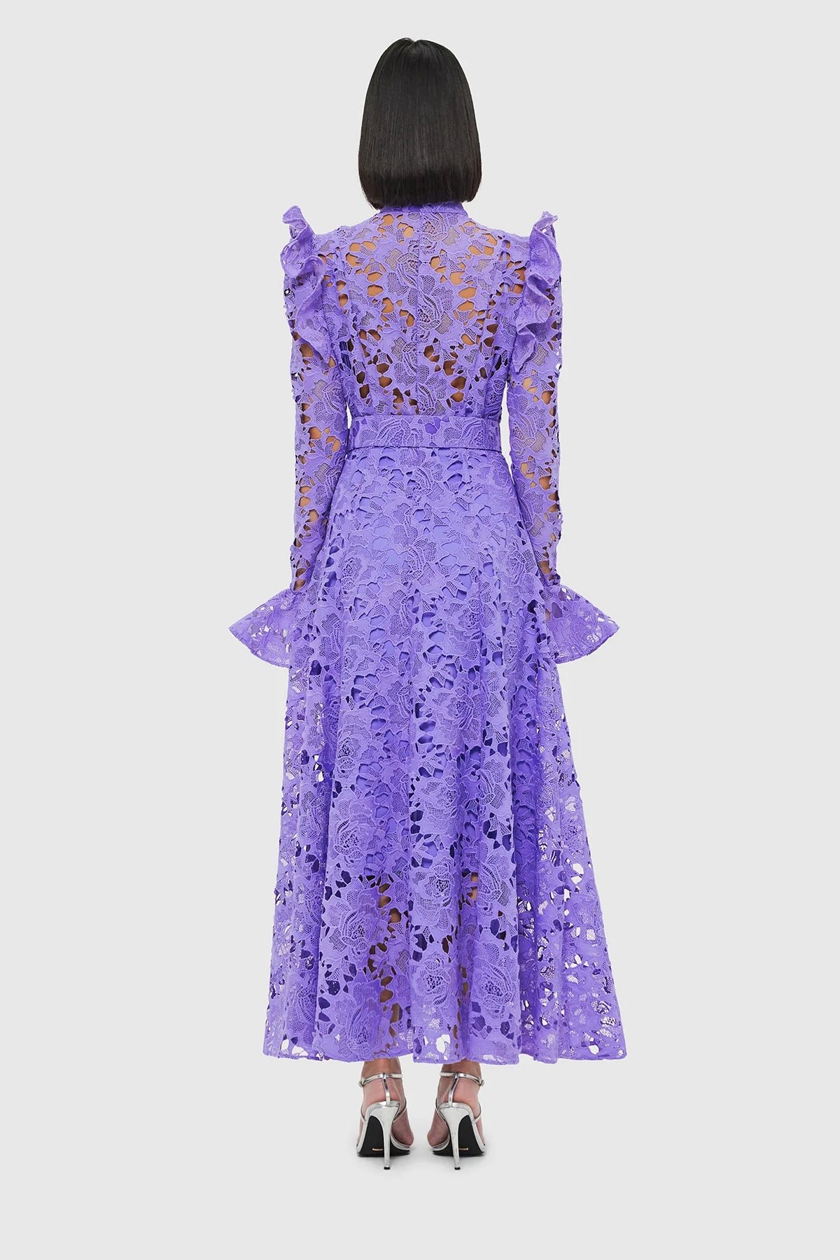 LEO LIN ALIYAH LACE BUTTERFLY SLEEVE MIDI DRESS - LAVENDER photo 5
