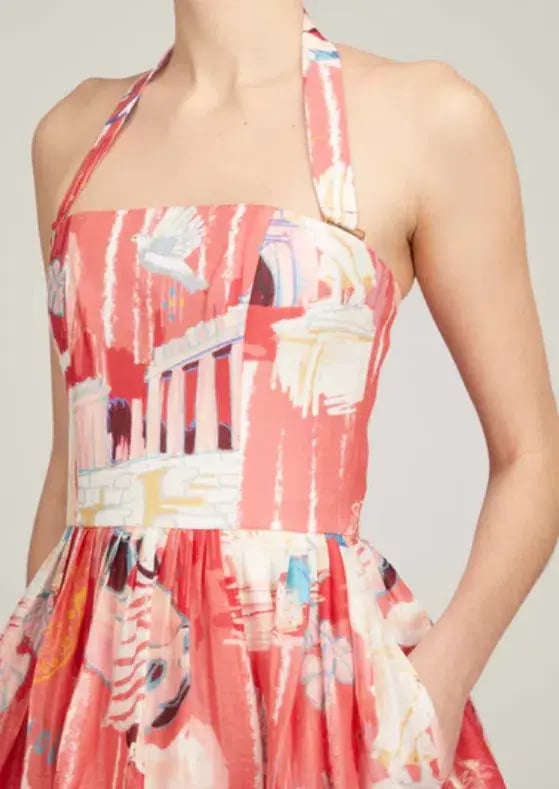 Leo Lin Ana Halterneck Midi Dress in Roma Print Size 10 photo 4