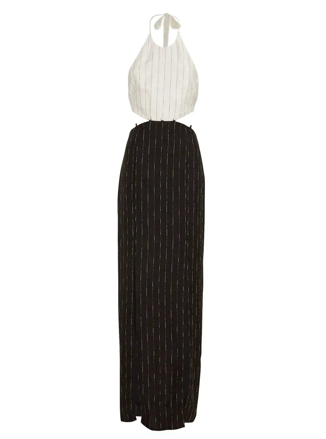 Dion Lee Pinstripe Tie Gown Black/Ivory Size 8 photo 4