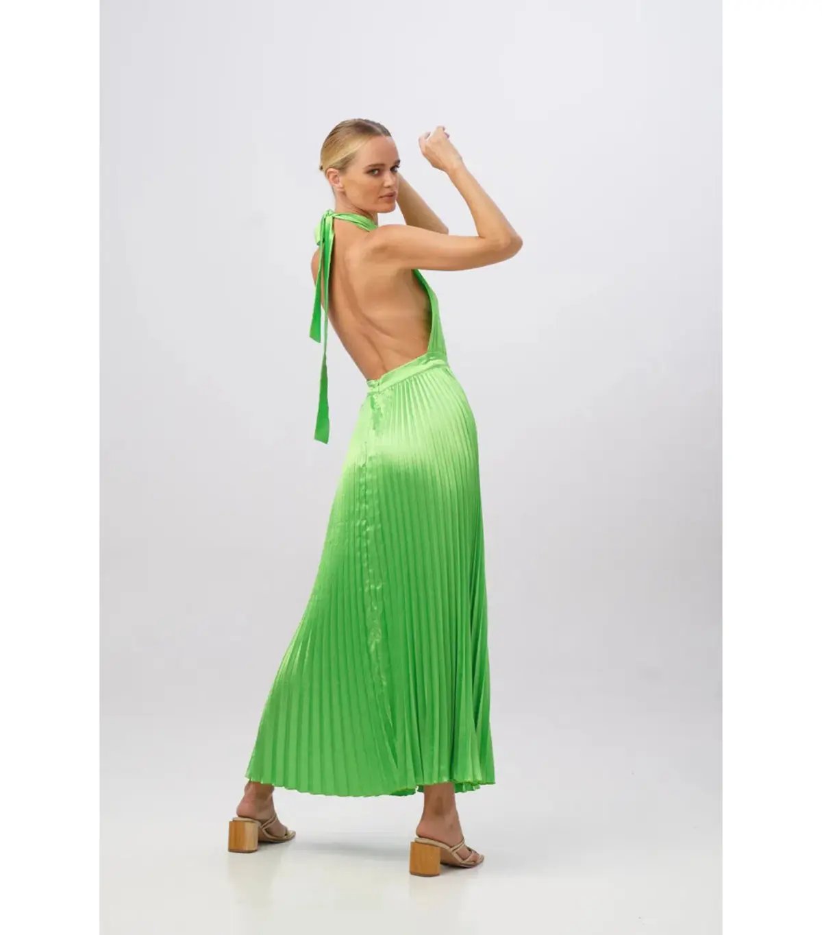 L'Idee Renaissance Split Maxi Gown Neon Lime Green Size AU 6 photo 2
