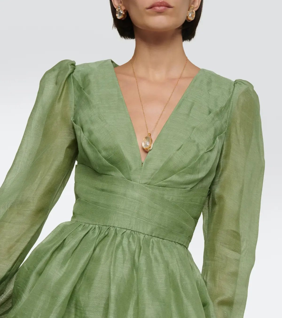 Zimmermann Lyrical Cross Over Mini Dress Fern Green photo 2