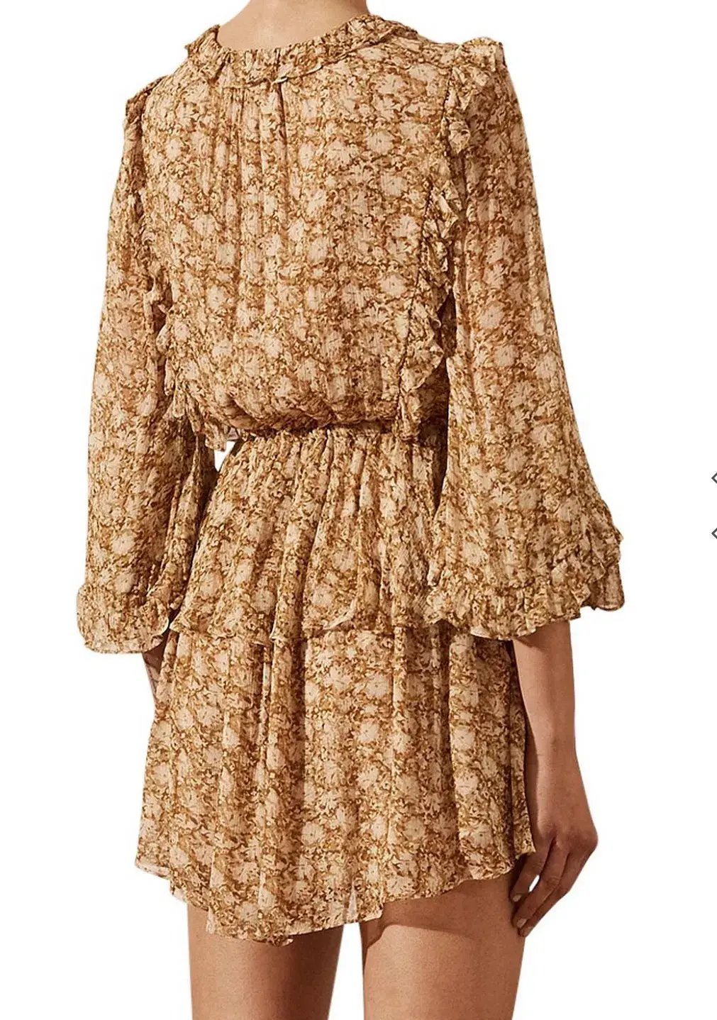 Shona Joy Julia Balloon Sleeve Drawstring Mini Dress Print Size 8 photo 4