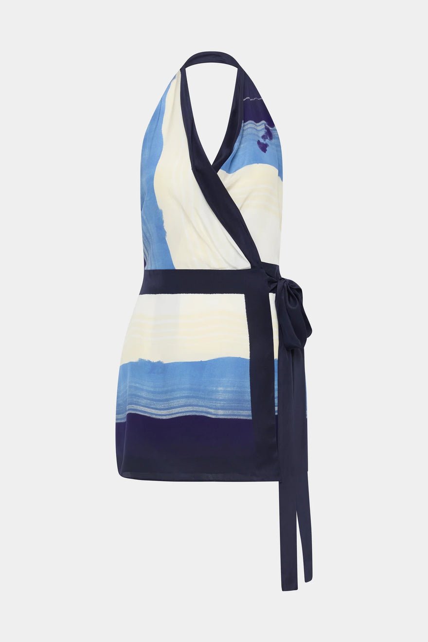 Sir The Label Mariner Wrap Halter Mini Dress - Shoreline Stripe photo 5
