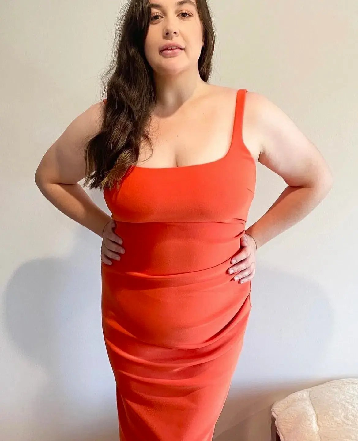 Bec & Bridge Elroy Tuck Midi Dress Flame Orange Size 16 photo 4