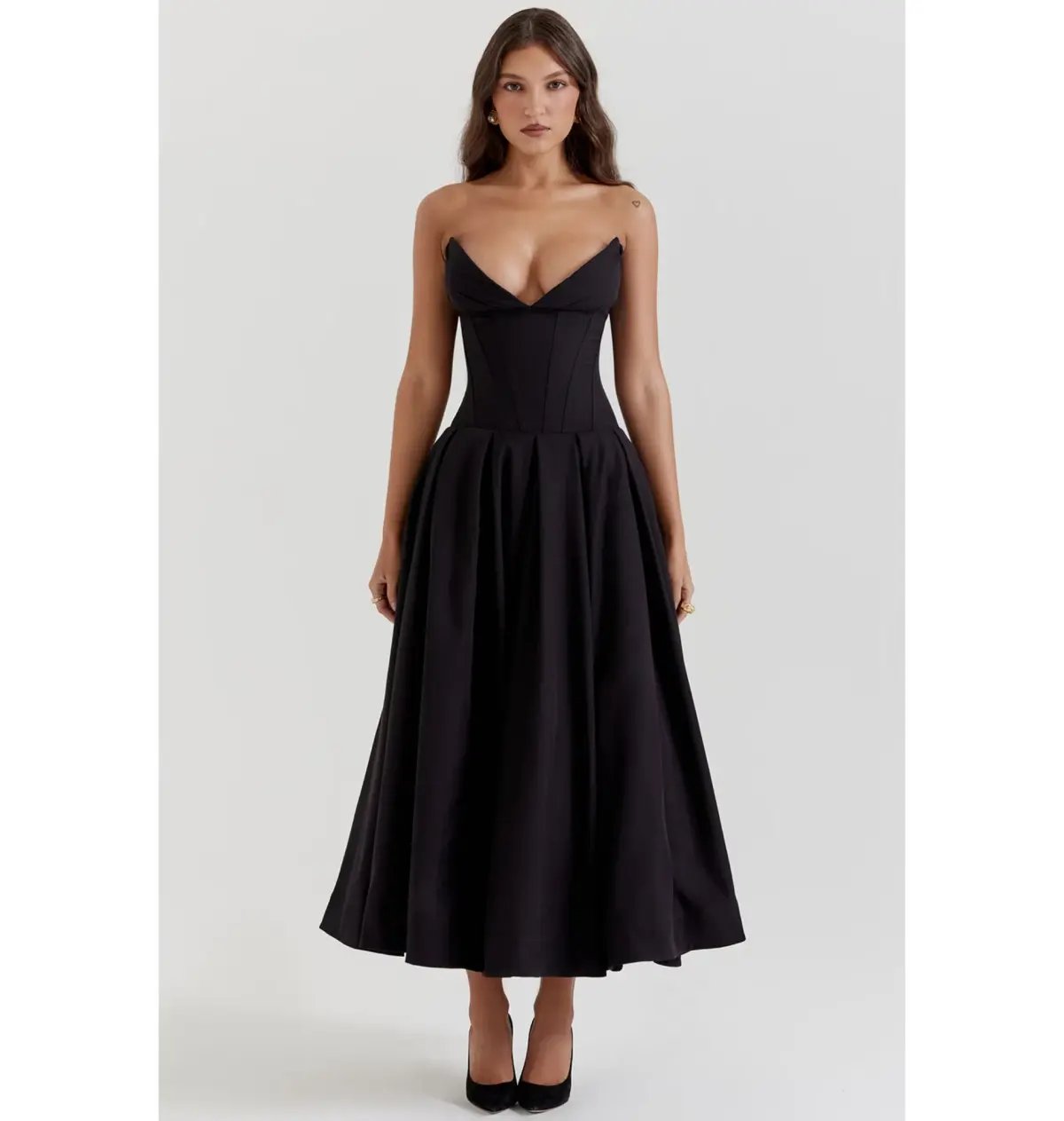 House of CB Lady Strapless Midi Dress Black Size AU 8 photo 4