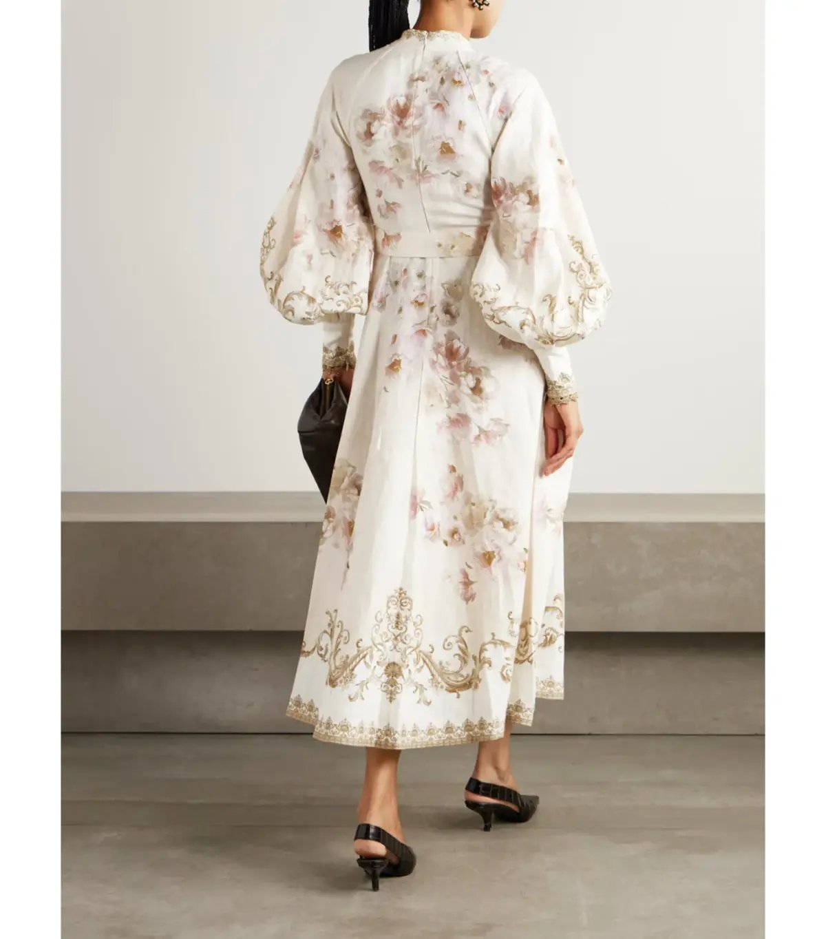 Zimmermann Hypnotic Buttoned Midi Dress in Cream Peony Size 2 / AU 12 photo 2