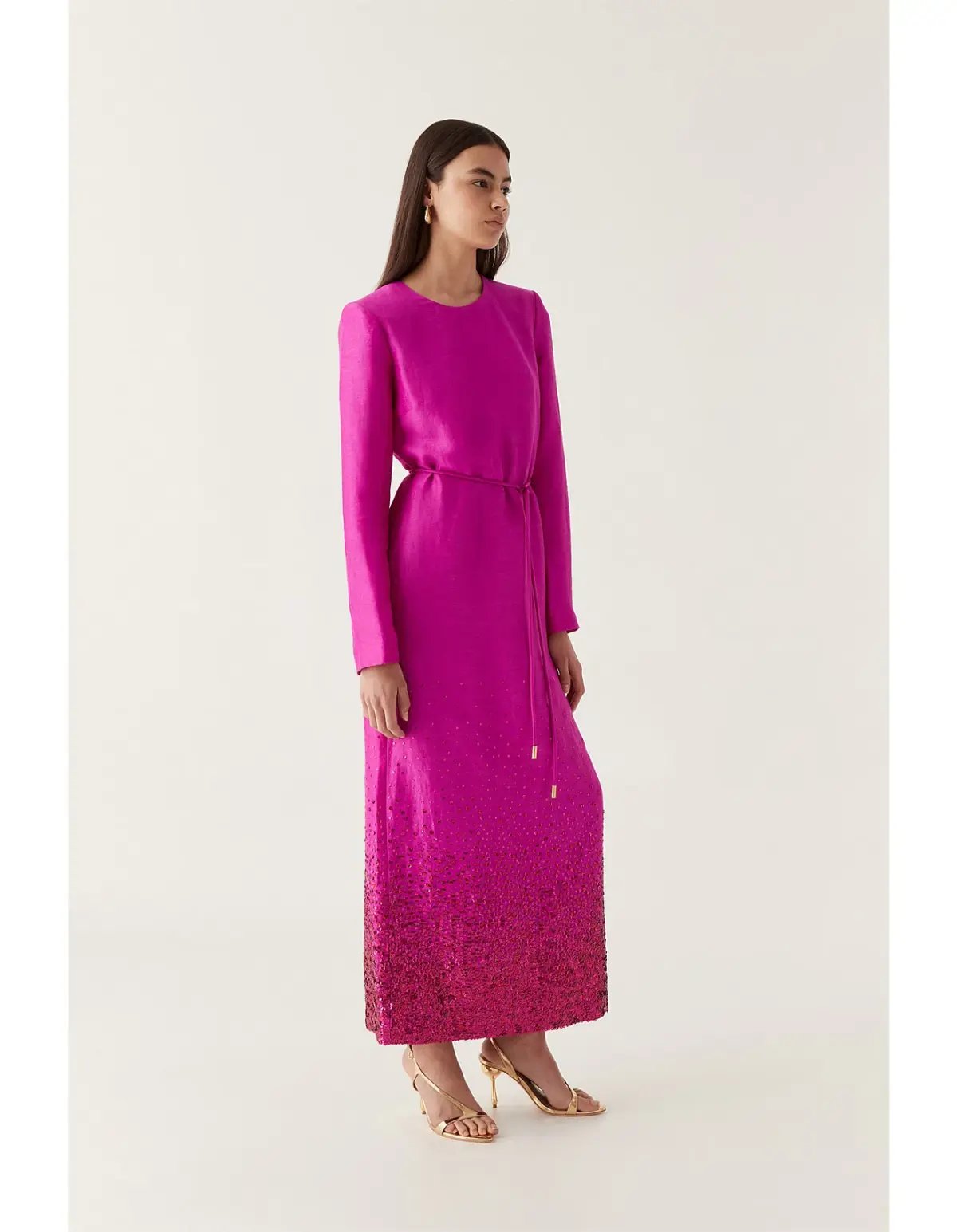 Aje Reflection Sequin Maxi Dress in Deep Magenta Size AU 8 photo 2