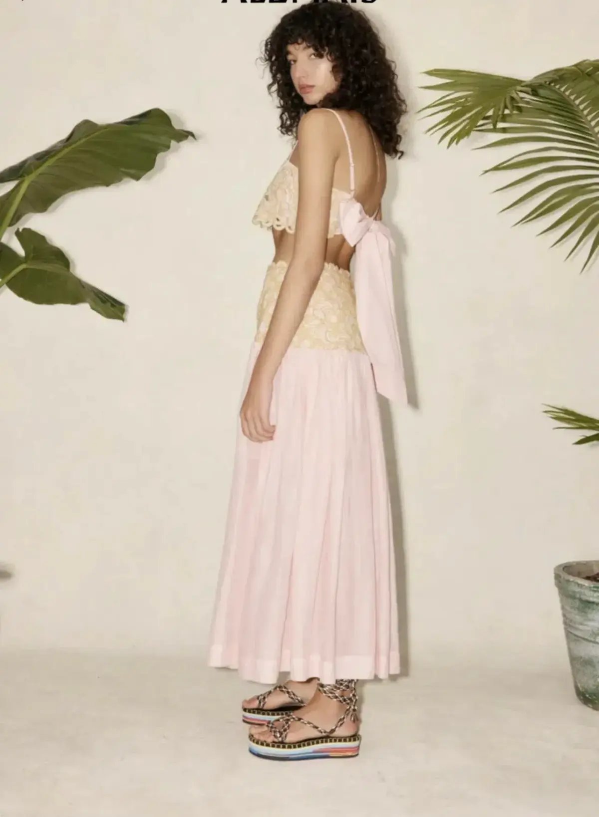 Alemais Anthea Tie Back Crop And Broderie Skirt Set Pink Size AU 14 photo 8