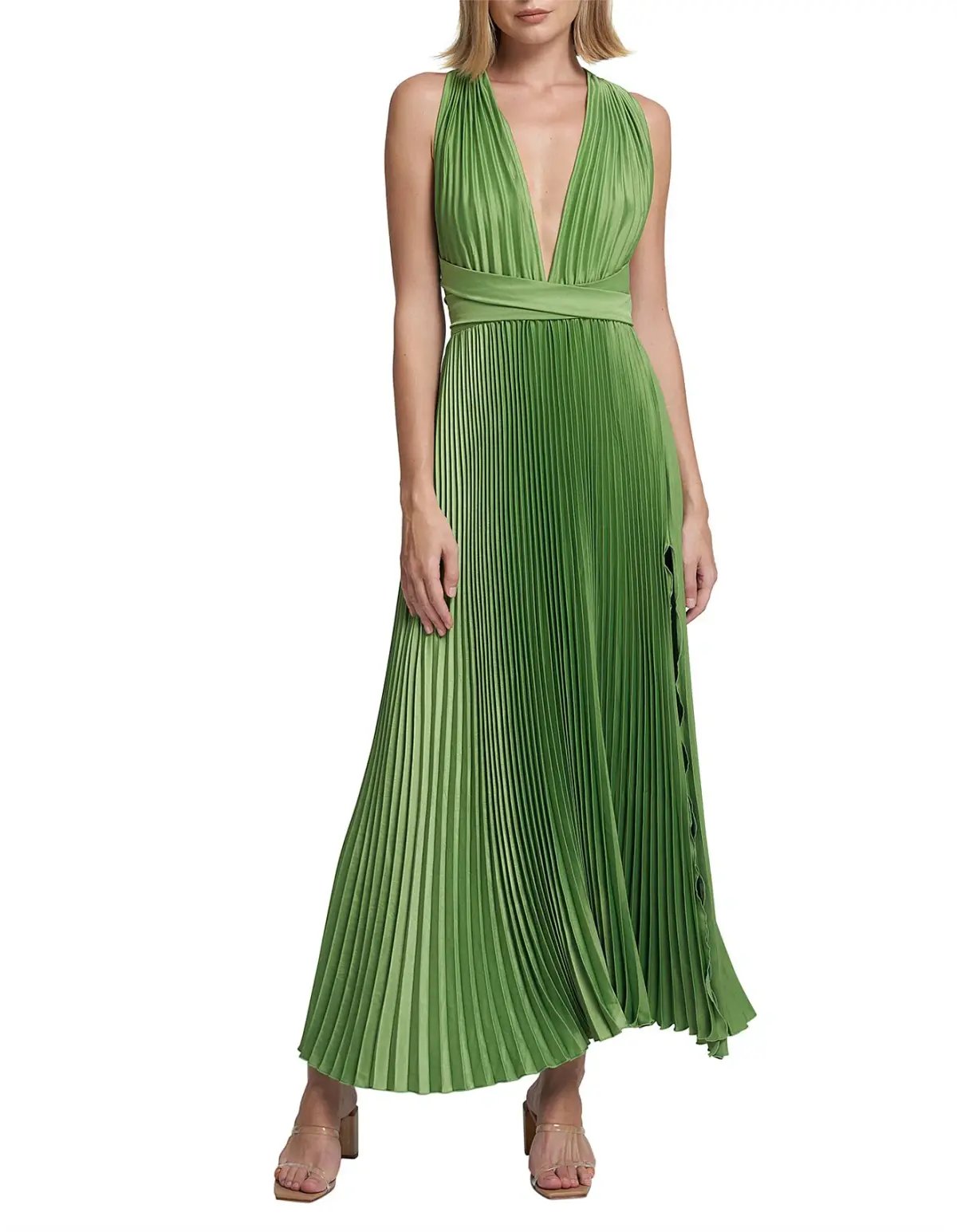 L'Idee Moderniste Split Gown Green Size 14 photo 4