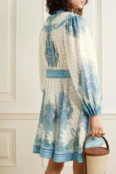Zimmermann Bells Paisley Mini Dress Blue Size 1 / AU 10 photo 3