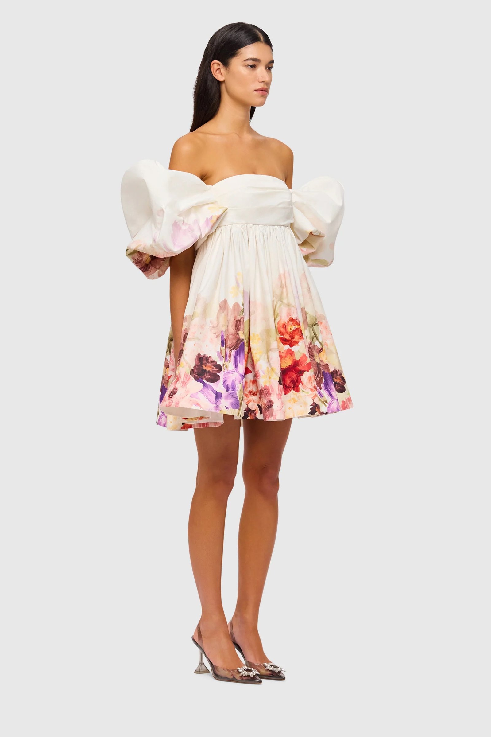 LEO LIN ELOUISE PUFF SLEEVE MINI DRESS - CASCADE PRINT photo 5