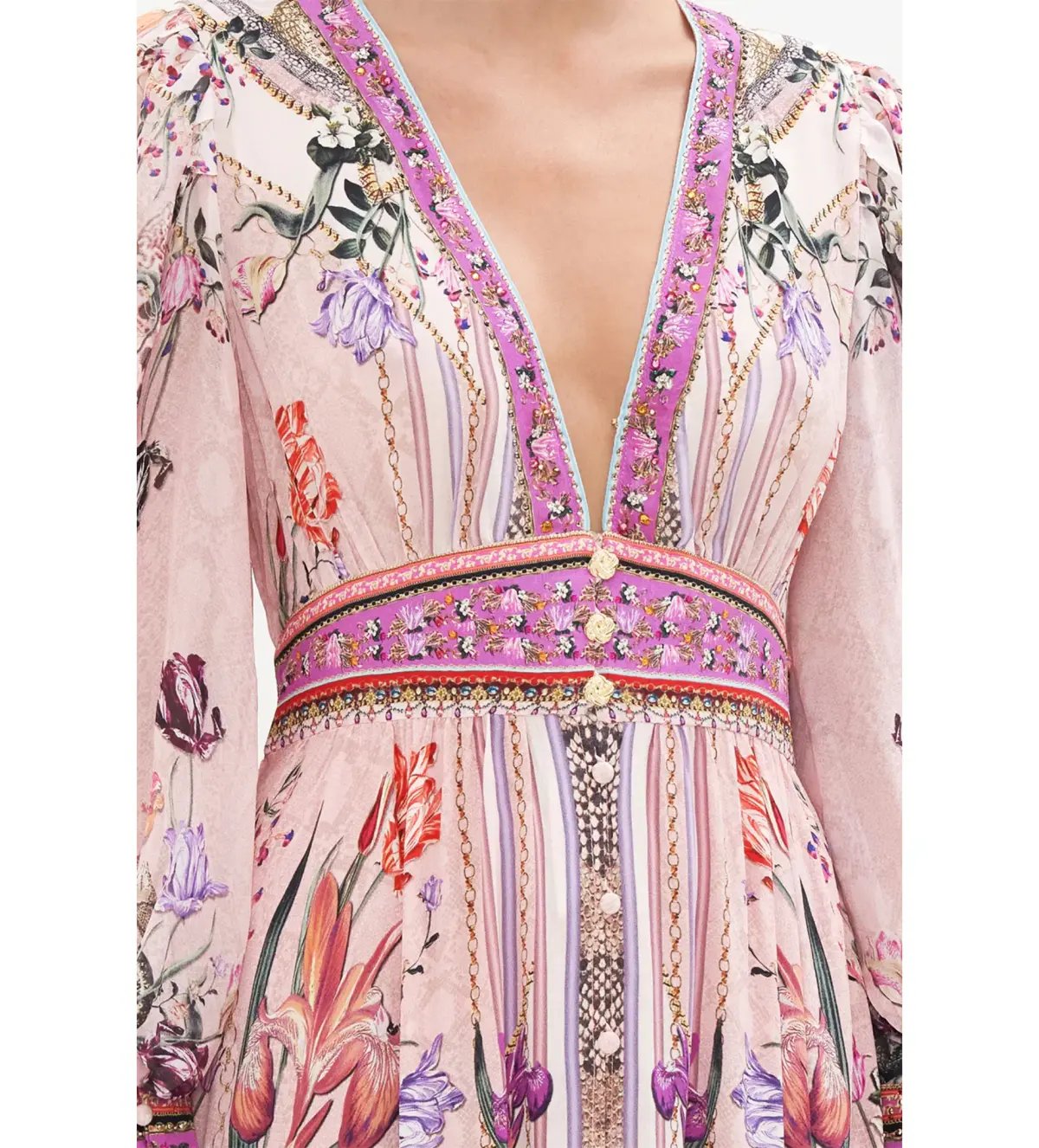 Camilla Long Button Front Dress Mad As A Snake Pink Size S / AU 10 photo 3