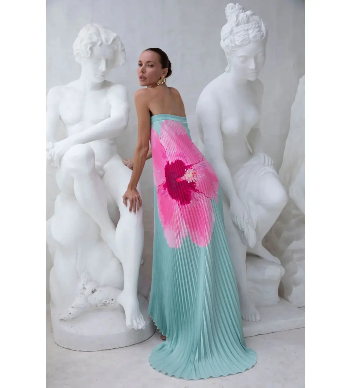 L'idée Biscous Strapless Gown Hibiscus Verde Size S / AU 8 photo 3