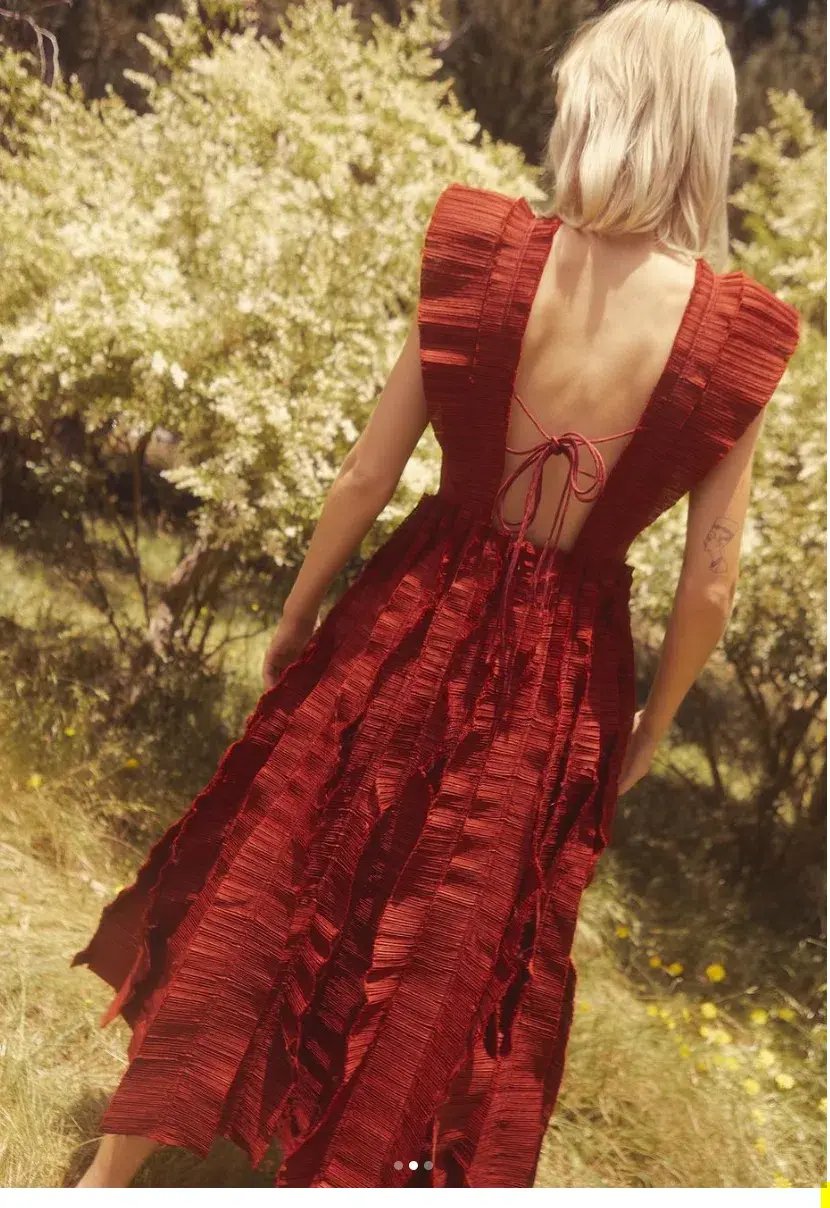 Aje  Hybrid Midi Dress Burgundy Size 12 photo 2