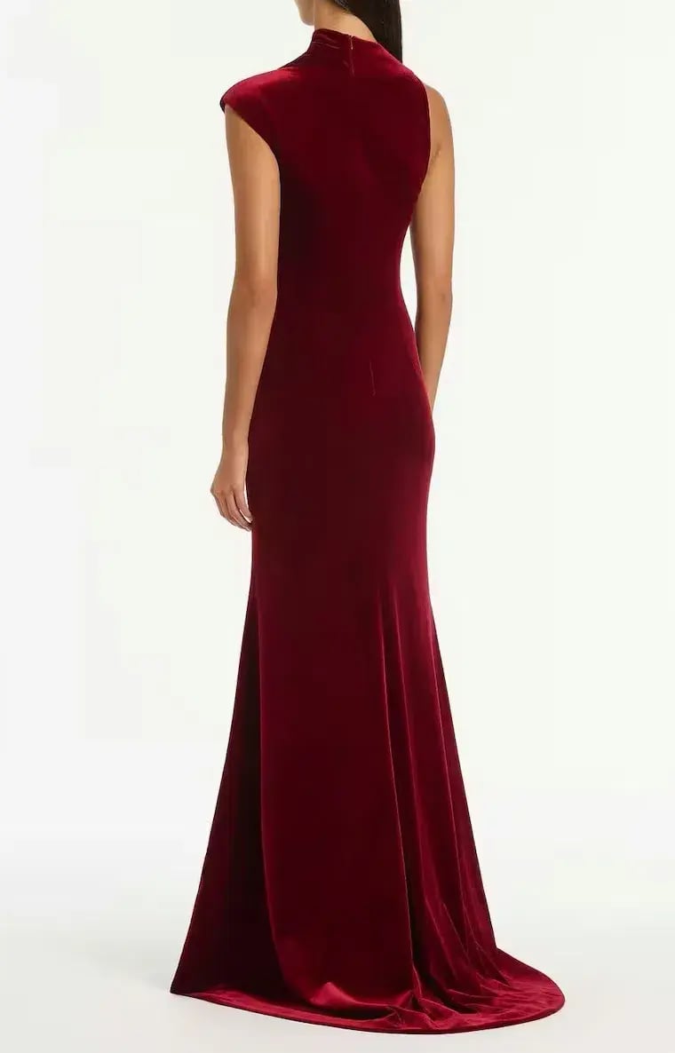 Carla Zampatti Rouge Velvet Button Gown photo 3