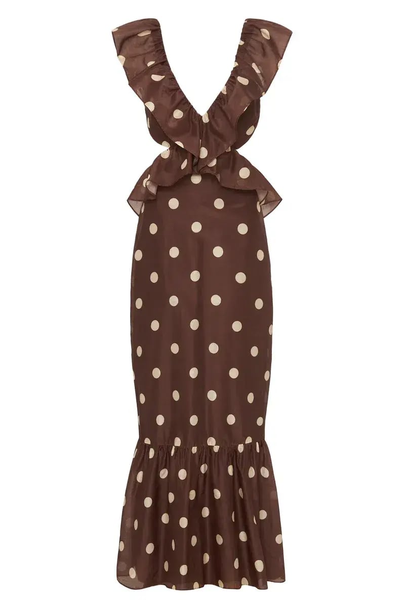 Sir the Label Vivi Frill Maxi Dress in Marlon Polka Dot Brown Size AU 8 photo 3