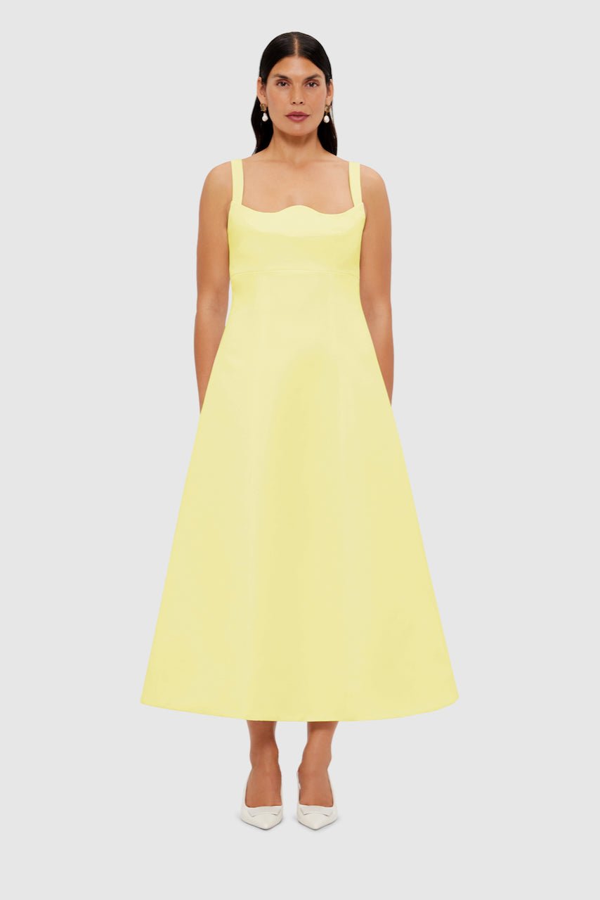 Leo Lin Odette Midi Dress - Sorbet Yellow photo 4