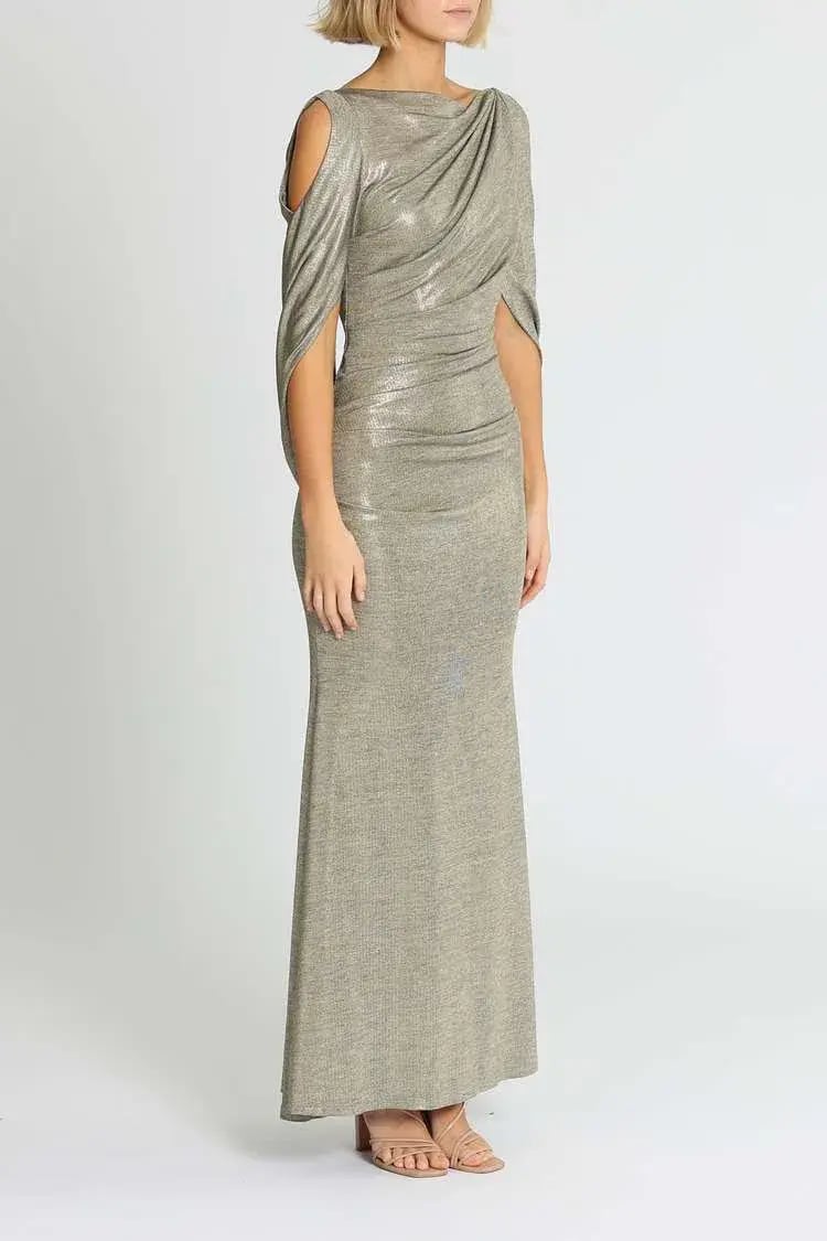 Montique Lana Metallic Gown Gold Size 14 photo 2