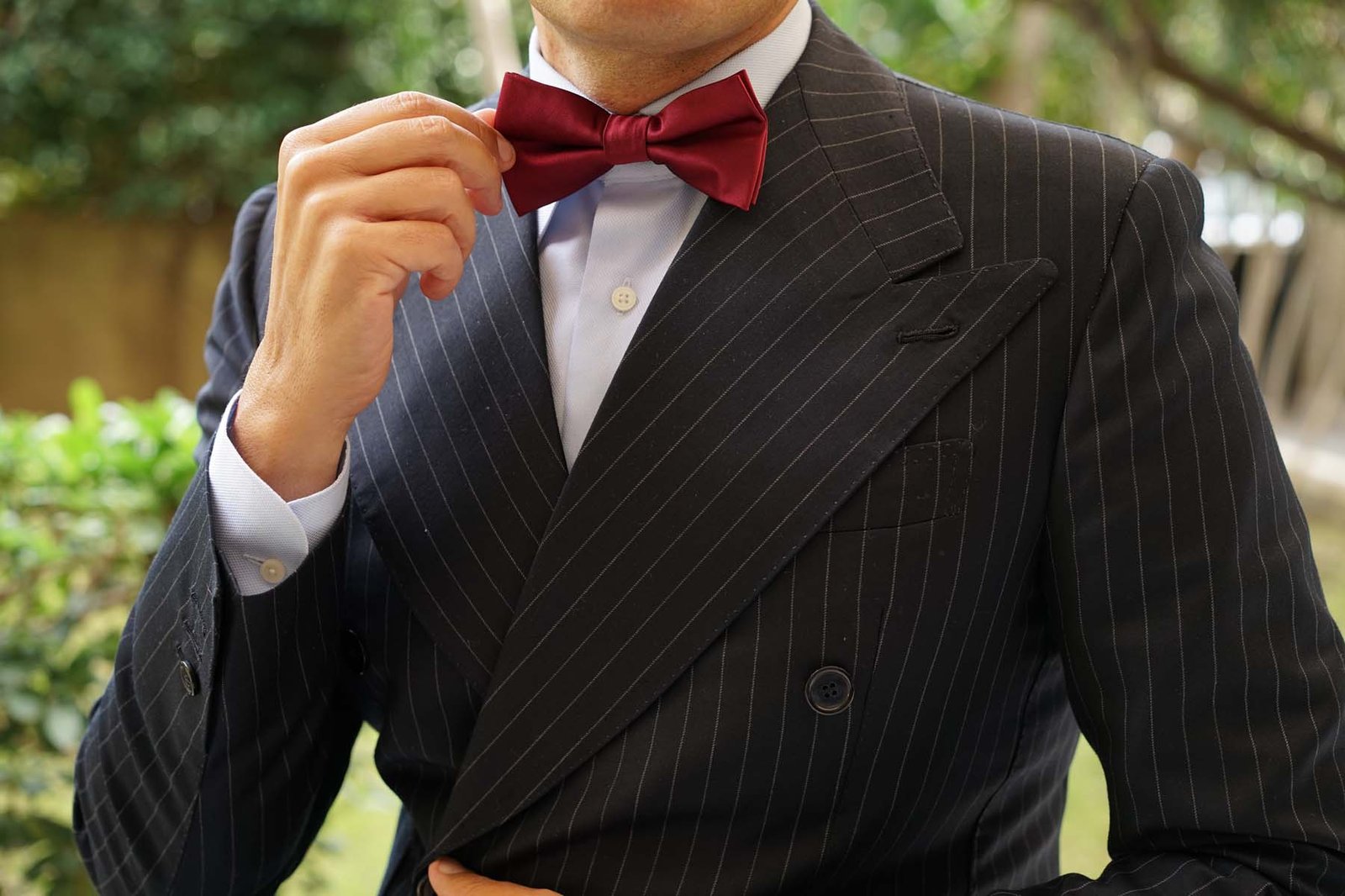 Otaa Burgundy Satin Bow Tie photo 2