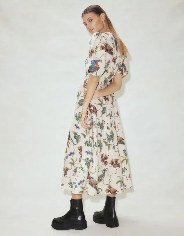 Alemais Birdie Linen Midi Dress Print Size AU 8 photo 3
