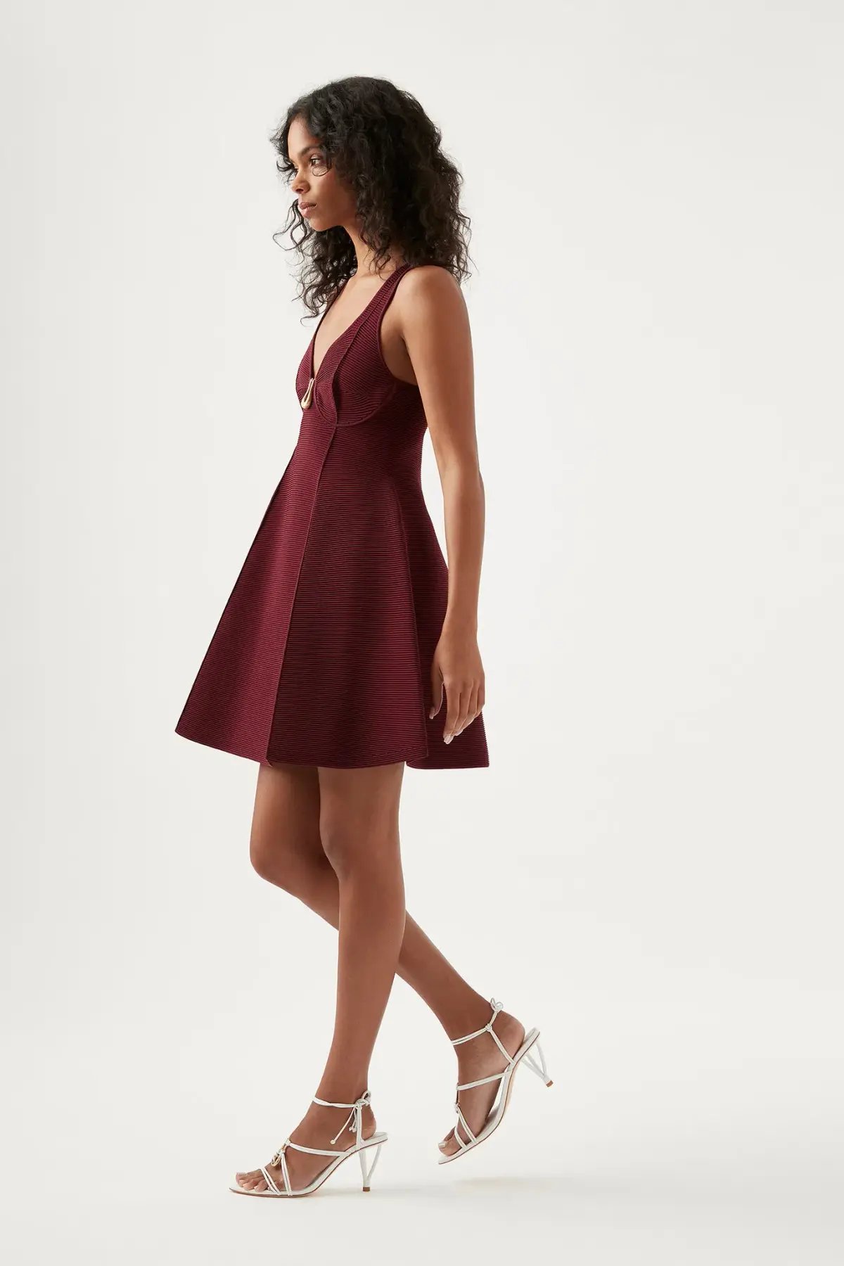 Aje Cast Knit Mini Dress Burgundy Size 8 photo 4