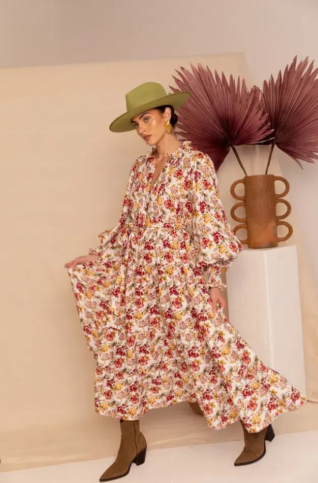 Aje Aurelia Floral Linen Gown Print Size 12 photo 2