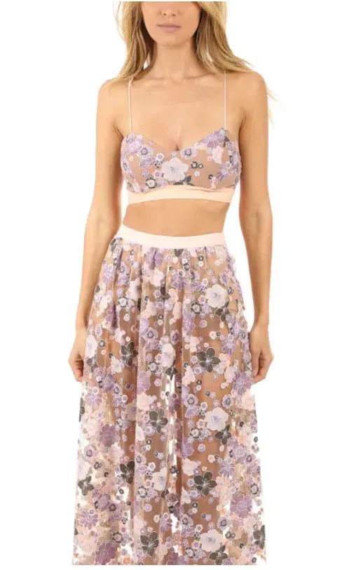 For Love And Lemons Posy Embroidery Crop Top and Maxi Skirt Set Floral Size M / AU 8-10 photo 2