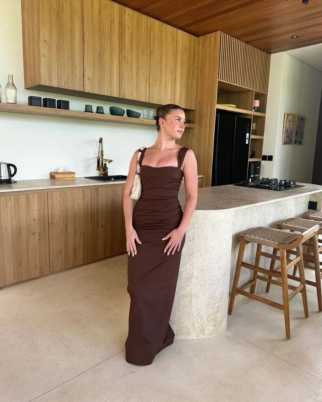 Sir The Label Dahlia Balconette Gown Chocolate Brown Size AU 8 photo 2
