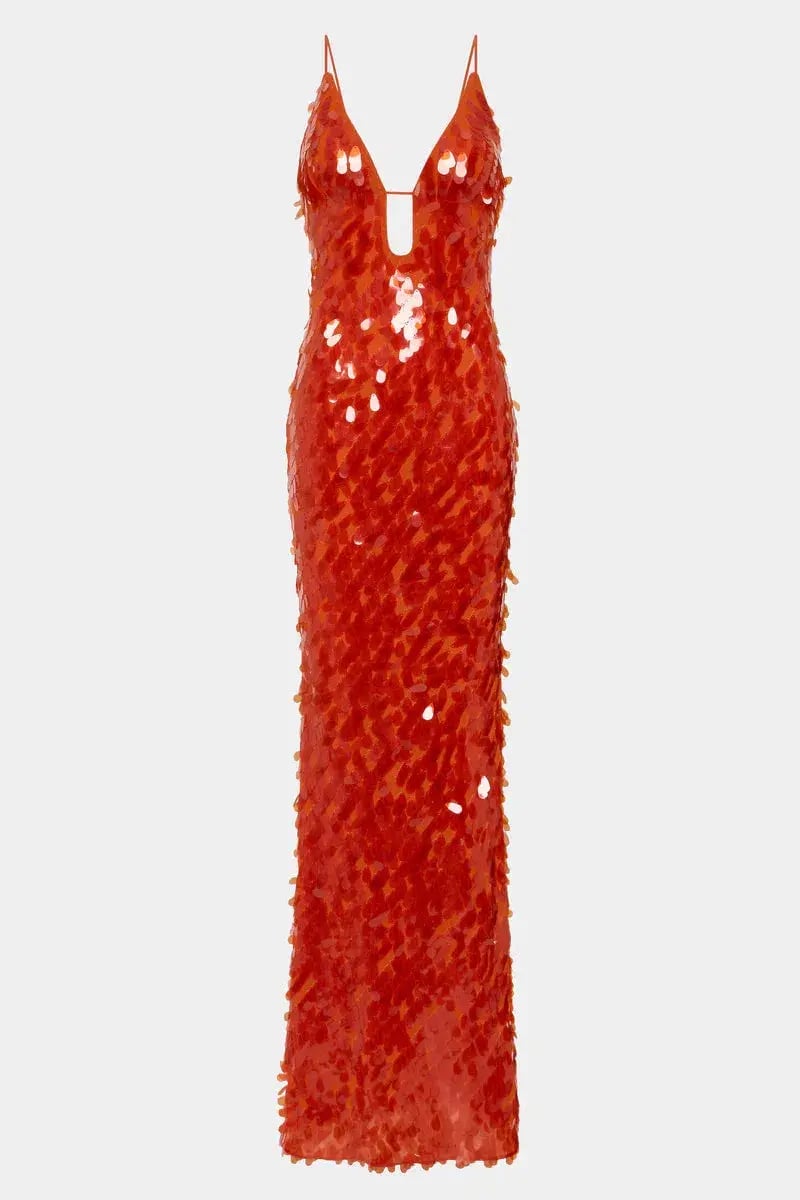 Misha Sapphire Sequin Maxi Dress Red Size 8/S photo 2
