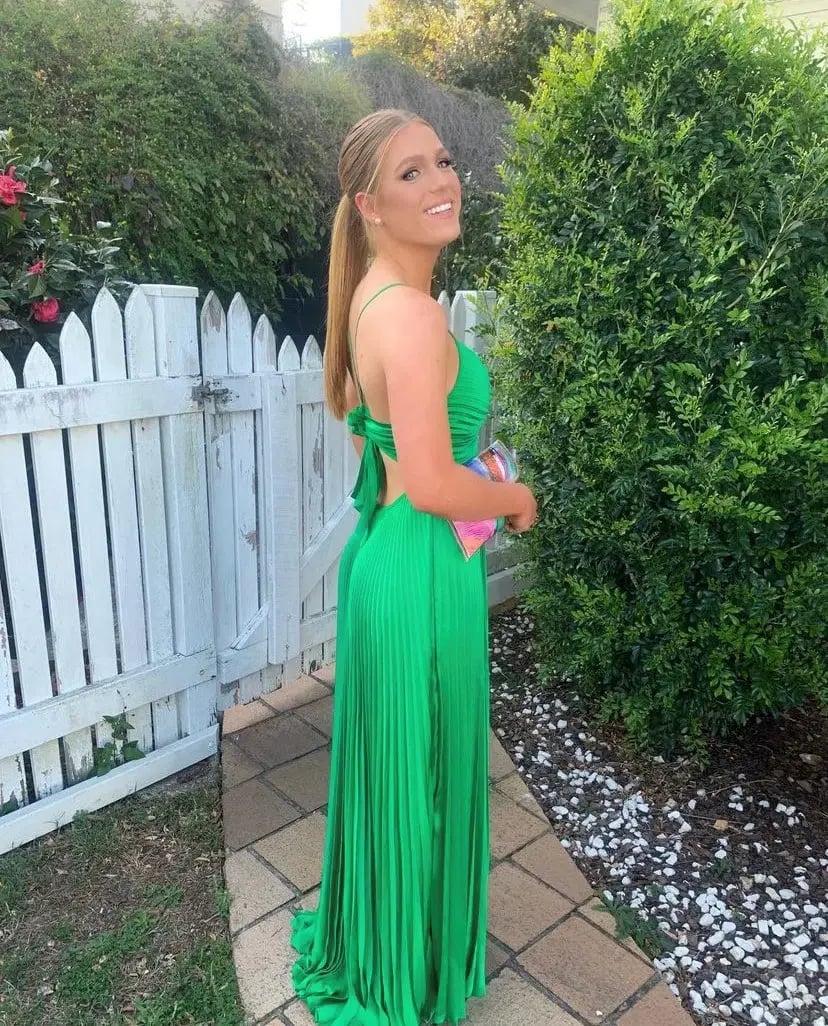 A.L.C Aries Pleated Gown Green Size 10 photo 3
