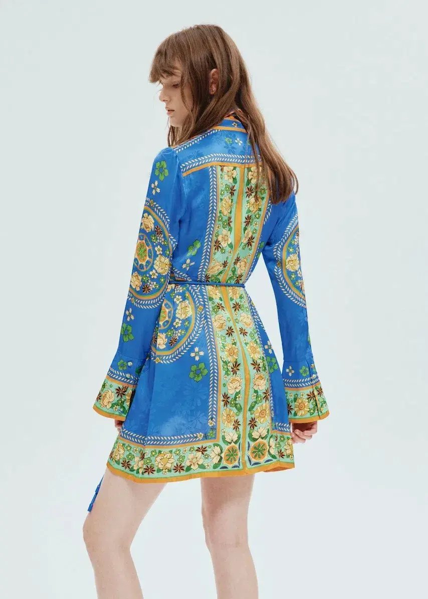 Alemais Linda Mini Dress Blue/Print Size 8 photo 4
