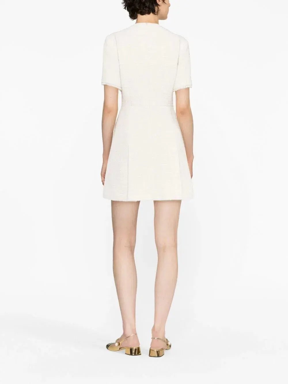 Maje Button Embellished Tweed Minidress White Size 6 photo 2