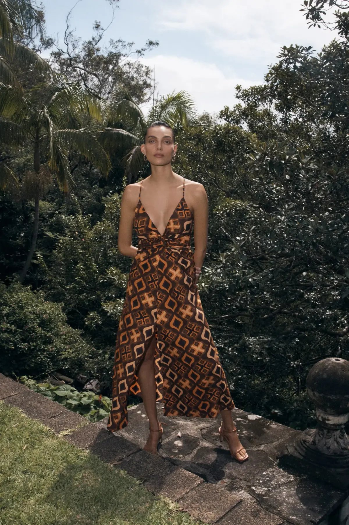Scanlan Theodore Tile Print Cotton Dress Caramel Size 8 photo 5