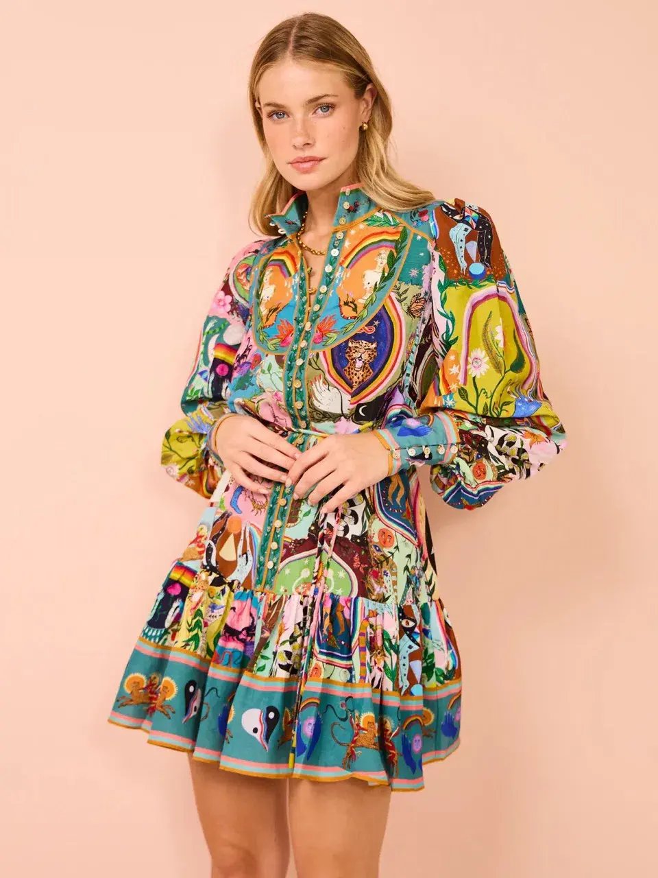Alemais Evergreen Mini Dress Multi Size AU 10 photo 9