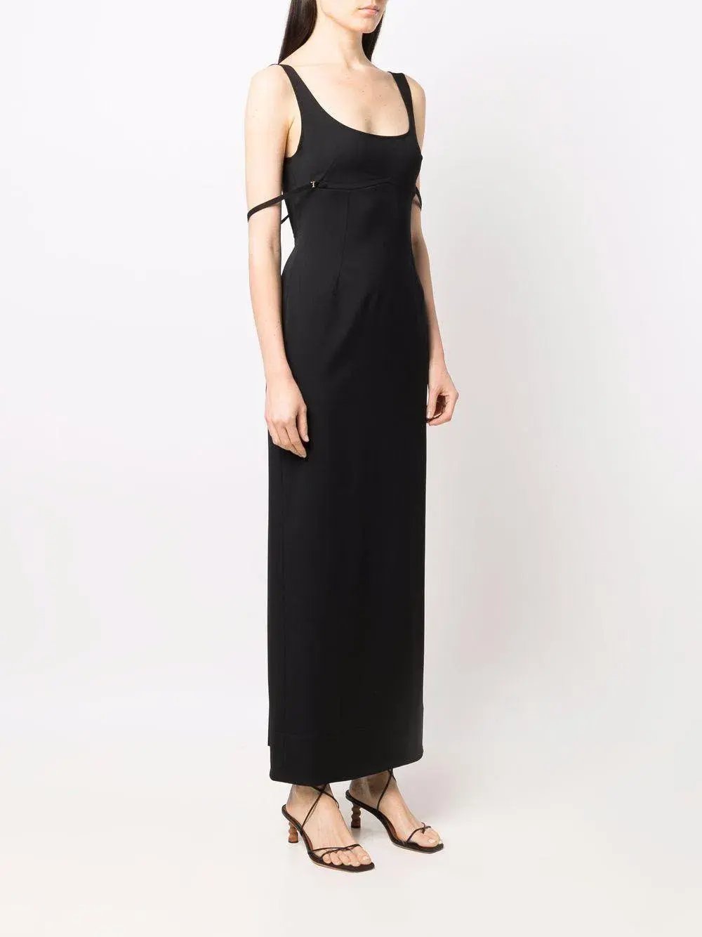 Jaquemus Le Valdu virgin wool blend maxi black dress size AU 8 photo 2