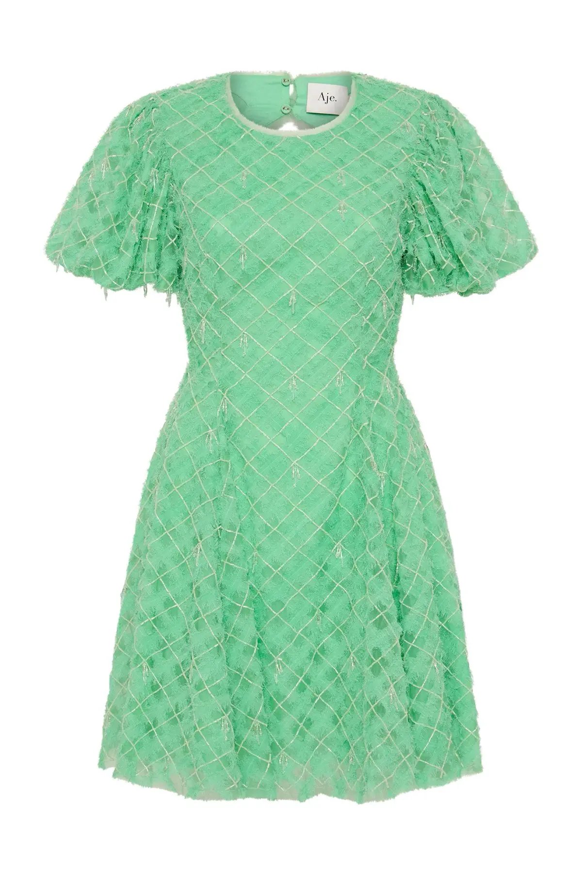 Aje Context Embellished Mini Dress Marine Green Size 8 photo 4