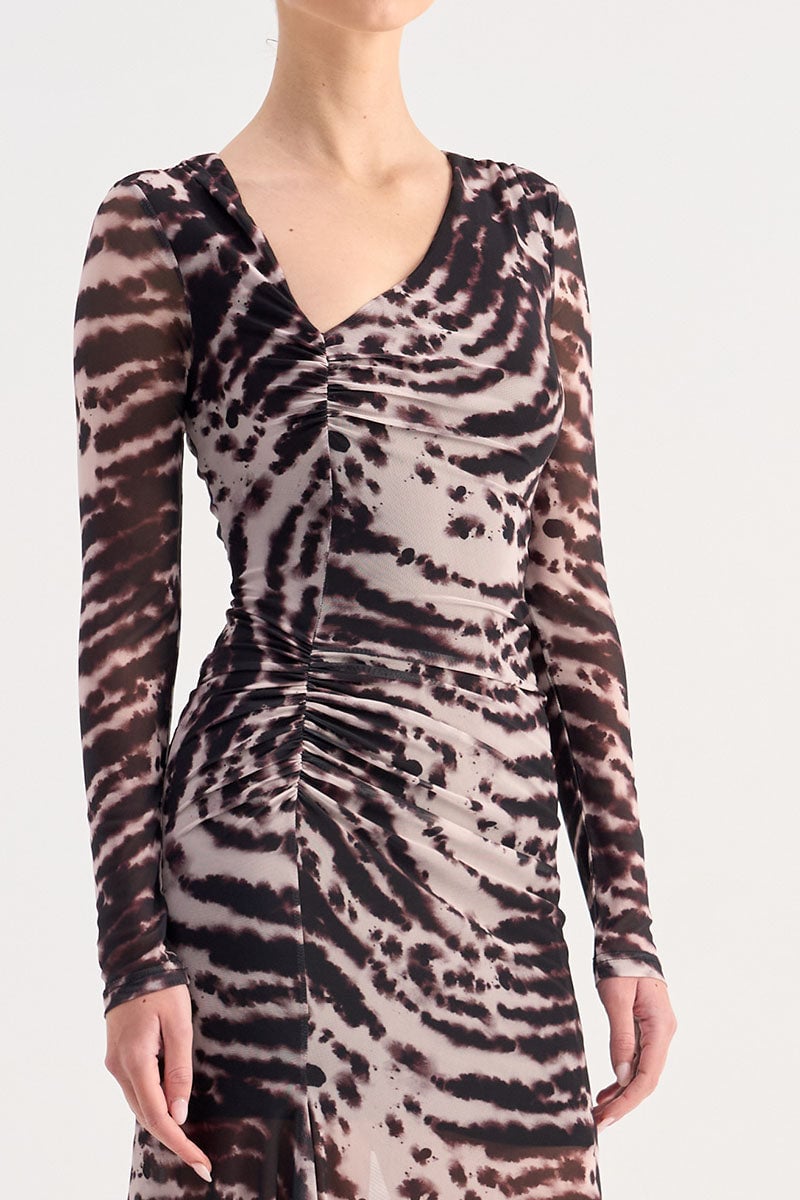 SUBOO ALEXIS LONG SLEEVE MAXI DRESS - ANIMAL photo 4