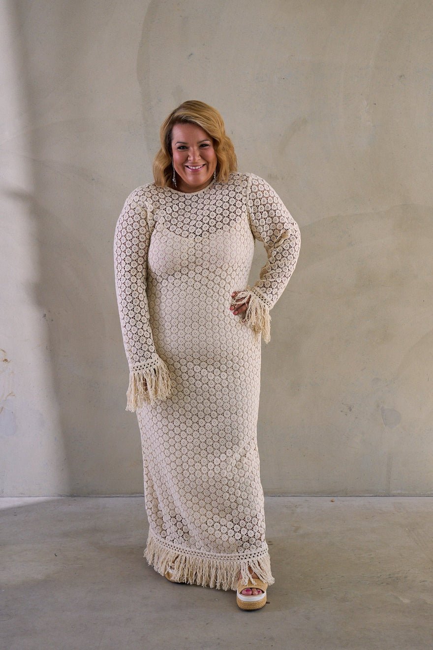 Sunset Lover Coral Crochet Dress, Natural photo 3