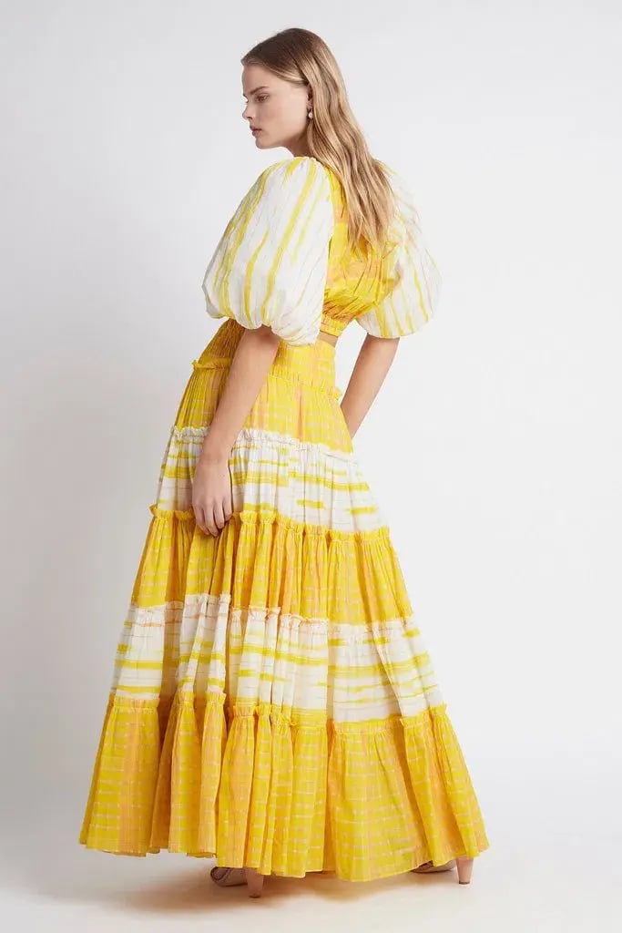Aje Wilderness Cropped Top Size 8 and Maxi Skirt Size 10 Set Yellow Check photo 2