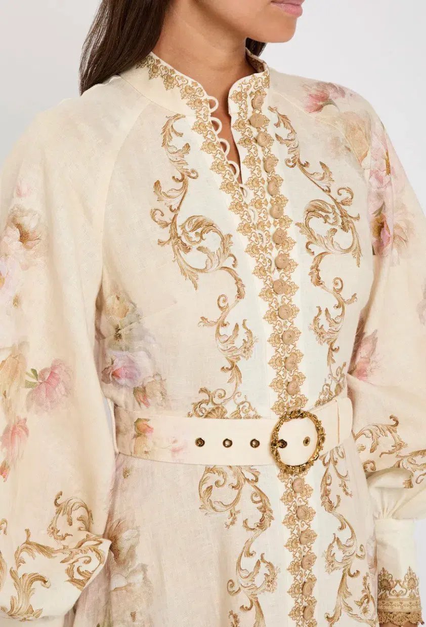 Zimmermann Hypnotic Buttoned Midi Dress White Peony Size 3 au 14 photo 5